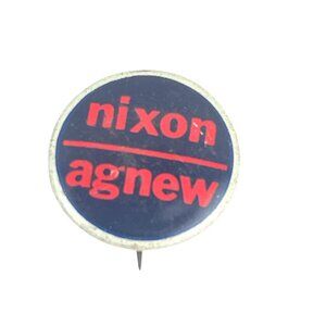 Nixon Agnew Campaign Pinback Button Vintage Political Memorabilia Red & Blue Rou